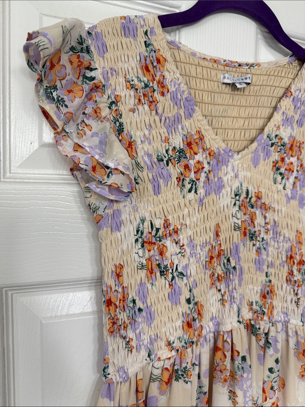 Baltic Born Cream Maxi Dress with Lavender and Orange Floral Print - Picture 3 of 6